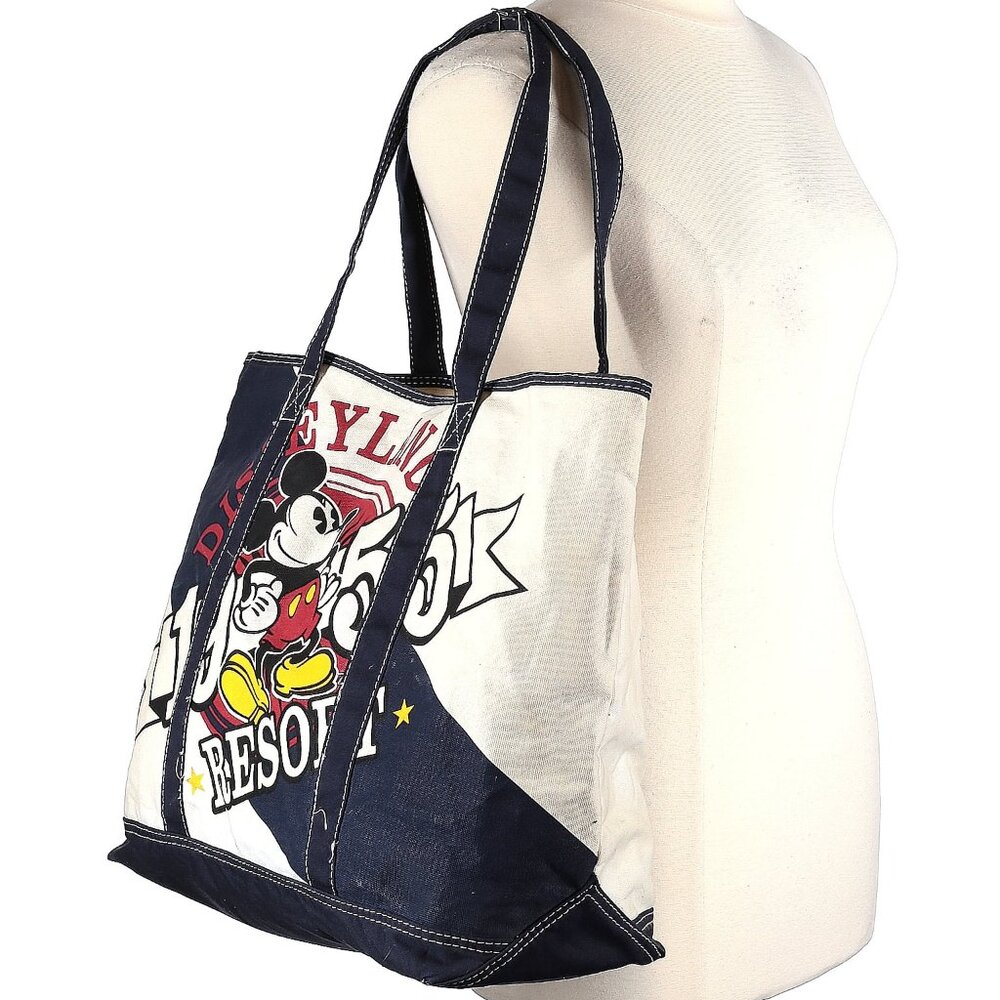 Disney Parks Tote Bag Disney World Mickey Mouse 1971 Cream Blue Canvas